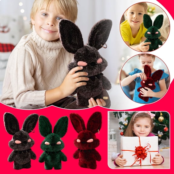 Easter Decorations Cute Rabbits Plush Toy Black, 19.7" Soft Bunny Stuffed Animal Bunny for Adults, Easter Gift Decoration, Bedroom Decor Cuddly Toy, Birthday Gift for Girls Boys Black, 1Pcs