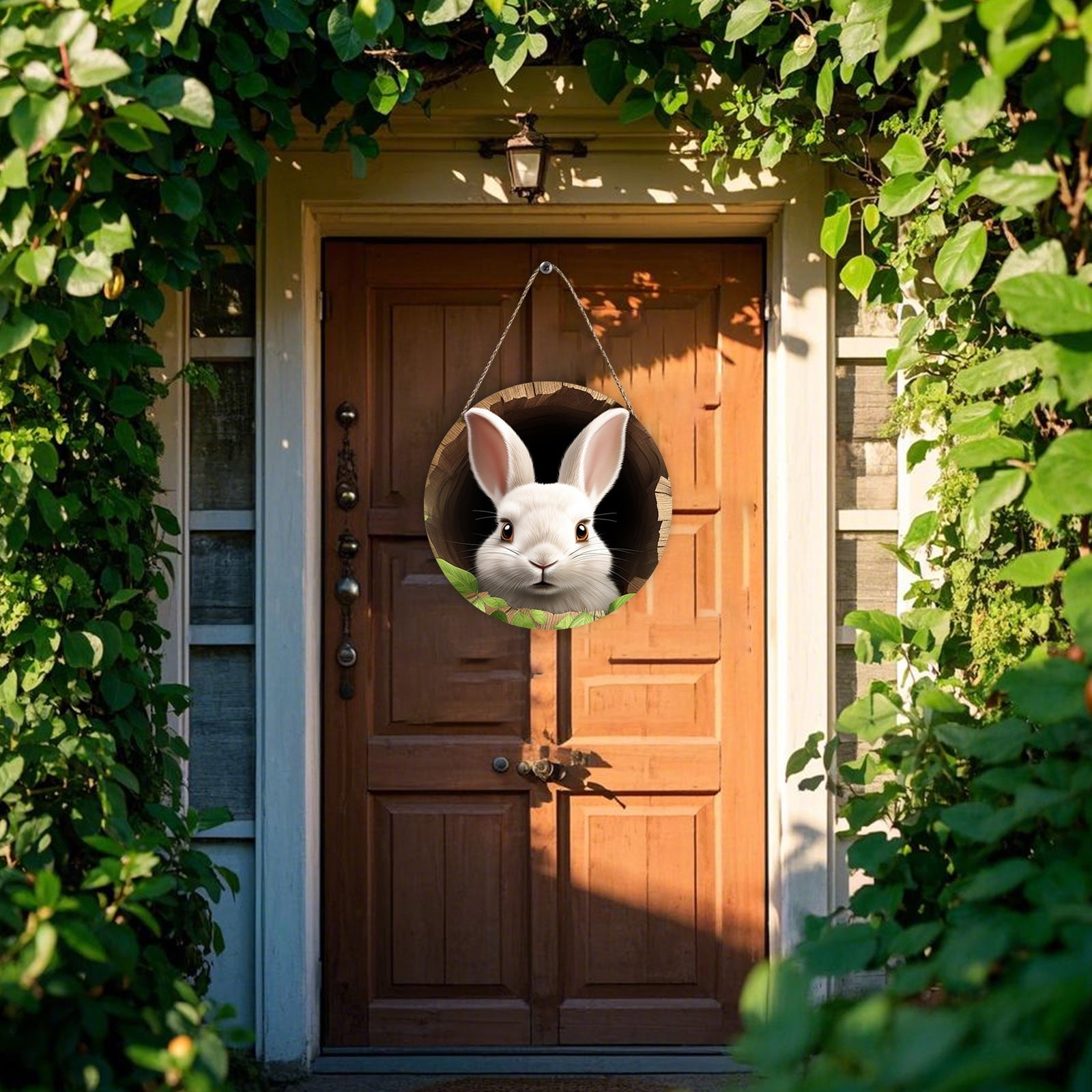 Hm Door Rabbit Easter Decorations Easter Bunny Rabbit Hole Door Sign Wooden Easter For ...