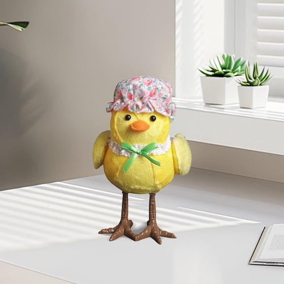 Easter Decorations Easter Couple Led Light Up Yellow Hat Bird Figurines Cute Home Indoor Tabletop Decorations For Holiday Party Desktop Ornament 12.6"X12.6"