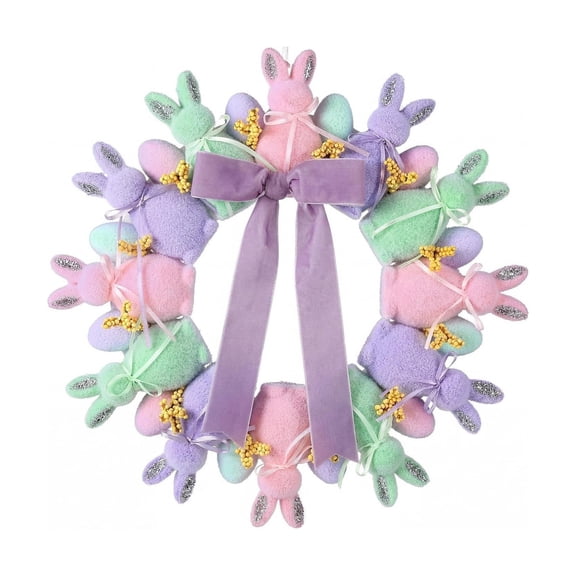 Easter Decorations Easter Door 13 Inch Easter Flocked Bunny Wreaths Hanger Wall Wreath for Front Doors Home Farmhouse Porch Wall Indoor Outdoor Window Bunny
