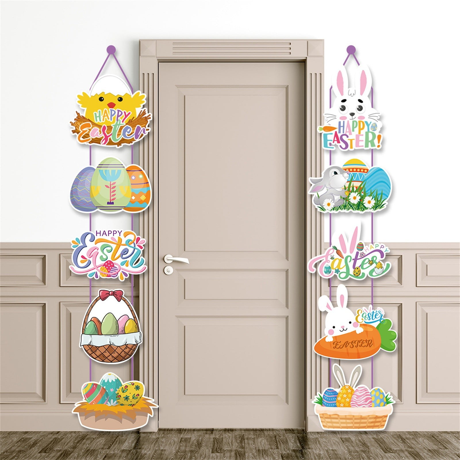 Easter Decorations Easter Door Decorations Easter Bunny Easter Eggs Front Door Sign Easter Decorations Outdoor Indoor Spring Decorations for Home Spring Decor TKing Fashion