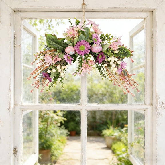 Easter Decorations Easter Egg Chrysanthemum and Eucalyptus Door Hanging Wall Decoration