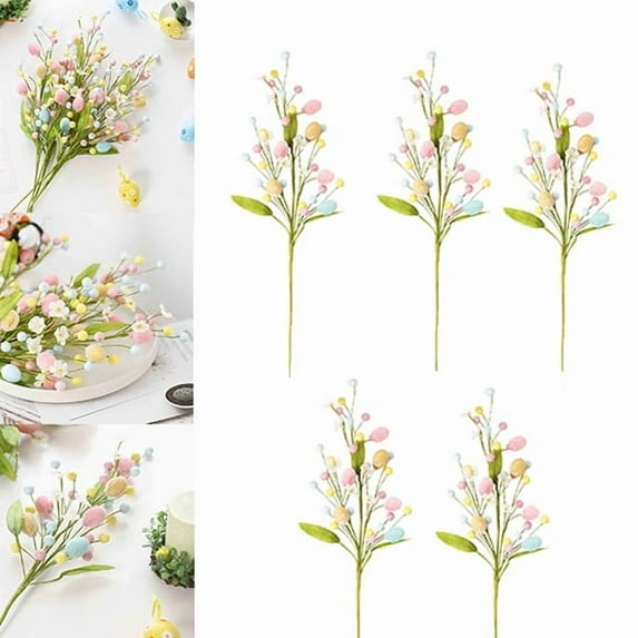 Easter Decorations, Easter Egg Stems Flowers Artificial, Easter Centerpieces for Table, Artificial Flowers Arrangement, Easter Table décor