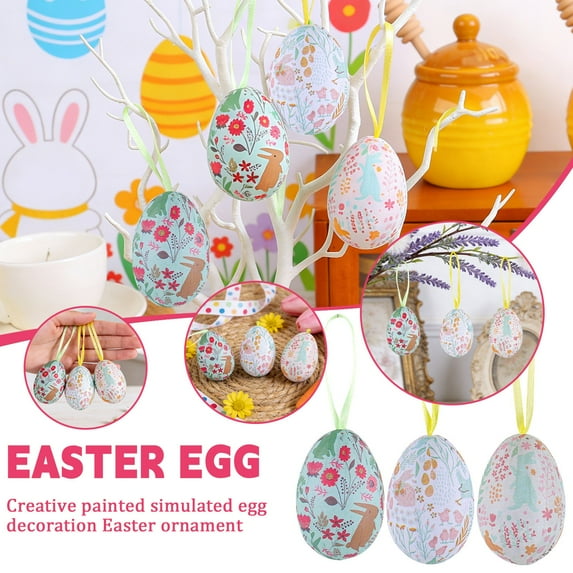 Easter Decorations Easter Eggs Plastic, 6 Pack Bunny Printed Easter Eggs for Gifts , Empty Fillable Plastic Easter Eggs for Easter Basket Stuffers, Easter Egg Party Indoor Home Decorations