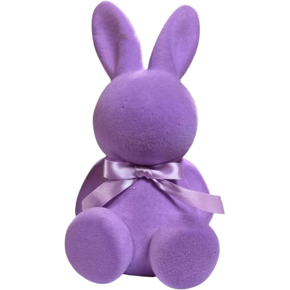 Easter Decorations - Easter Flocked Bunny Decoration,Spring Table Centerpieces for Indoor Decor - Easter Bunny Figurines Decoration for Home Party Office(1pc - L)