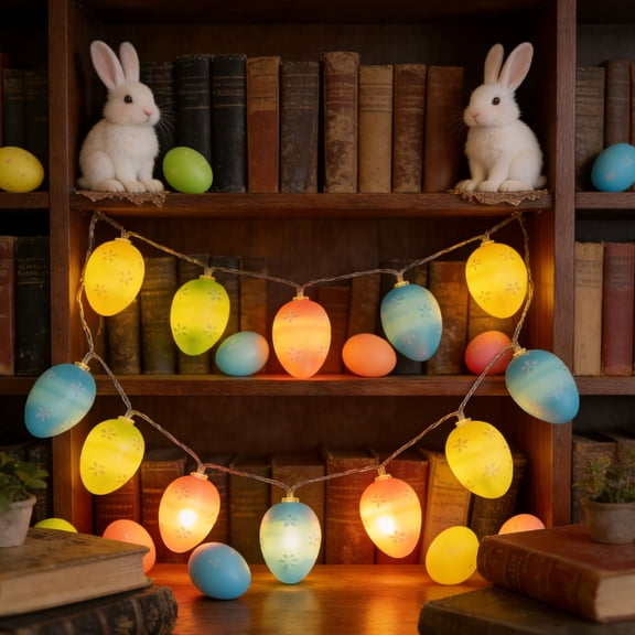 Easter Decorations Easter Lights String, 4.92FT 10LED Egg Light, Pastel Eggs String Lights Battery Operated Fairy Lights Garland Easter Decor for Home Bedroom Window Tree Indoor Outdoor