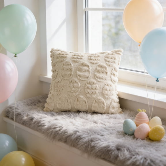 Easter Decorations Easter Pillow Covers 18x18 Inches Bunny Egg Cushion Cover Soft Throw Pillow for Sofa Chair Bedroom Spring Home Decor