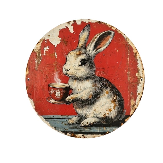 Easter Decorations Easter Round Door Sign Bunny Door Sign For Daily For Farmhouse Coffee Shop Front Door Home Decoration Door Hanging Decoration 7.9"X7.9"