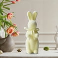 thumbnail image 1 of Easter Decorations Flocked Bunnies Figurine with Bow Tie Flocking Rabbit Tabletop Ornament for Easter Centerpieces for Spring Home Office Table Decor, Party Supplies, 1 of 6