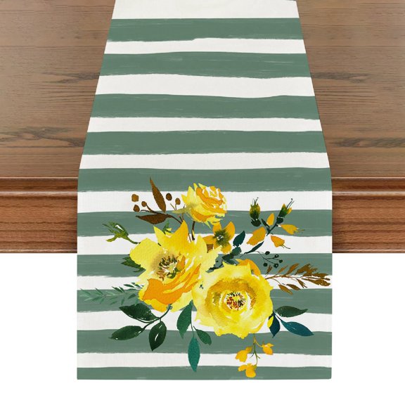 Easter Decorations Floral Table Placemat with Home Sweet Home Print, Washable Dining Table Runner for Kitchen, Wedding Events, Birthday Party, Spring Easter Decor, 70x13 Inch G