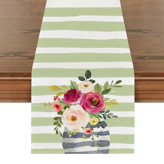 Easter Decorations Floral Table Placemat with Home Sweet Home Print, Washable Dining Table Runner for Kitchen, Wedding Events, Birthday Party, Spring Easter Decor, 70x13 Inch E