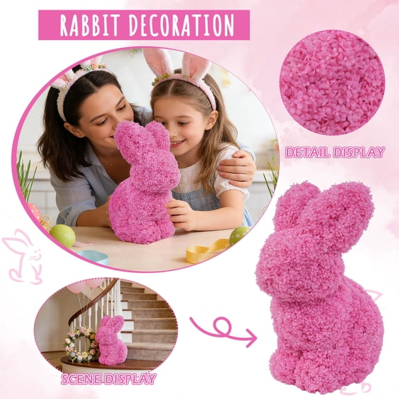 Easter Decorations Garden Statues Rabbit - Bunny Figurine, Outdoor Rabbit Spring Decor for Home Lawn,Balcony-Yard Art Garden & Patio Decor, Birthday Gifts for Women Mom 17.3"