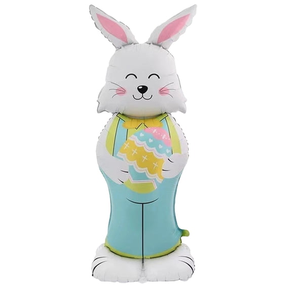 Easter Decorations Giant Bunny Balloon, 3D Standing Inflatable Rabbit for Easter Decor, Self-Supporting Foil Balloon for Home Party Supplies & Photo Props F
