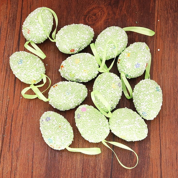 Easter Decorations Hanging Ornament 12-Pack Colorful Foam Easter Eggs, Printed Bright Green Easter Tree Decorations, Party Favors, Spring Home Décor,spring decorations for home,easter tree ornaments