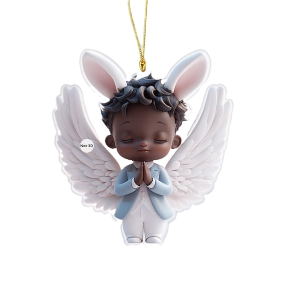 Easter Decorations for the Home 2D Acrylic Angel Easter Ornaments for Tree Easter Bunny Ornaments Hanging Decorations Spring Rabbit Pendants with Rope Easter Decorations for Tree Home Party Decor