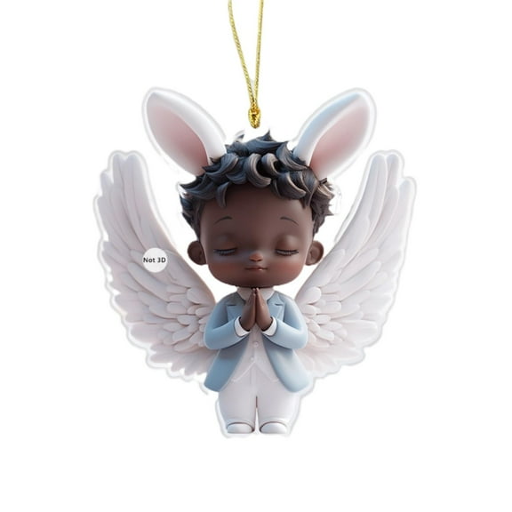 Easter Decorations for the Home 2D Acrylic Angel Easter Ornaments for Tree Easter Bunny Ornaments Hanging Decorations Spring Rabbit Pendants with Rope Easter Decorations for Tree Home Party Decor