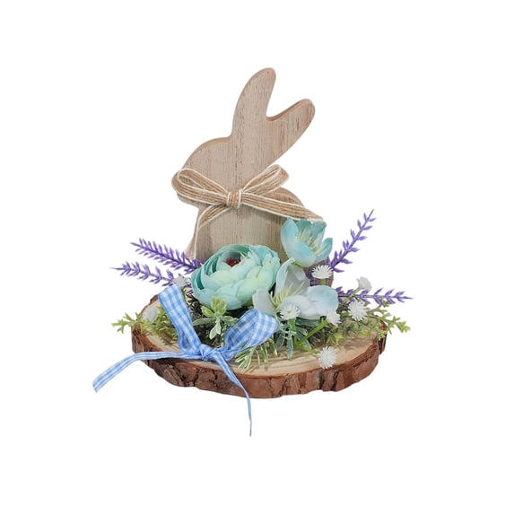 Easter Decorations for Home Bunny Table Decorations Indoor,Farmhouse Wooden Rabbit with Flowers for Easter and Spring Home Decor,Happy Easter Table Centerpiece Signs Tiered Tray Decoration