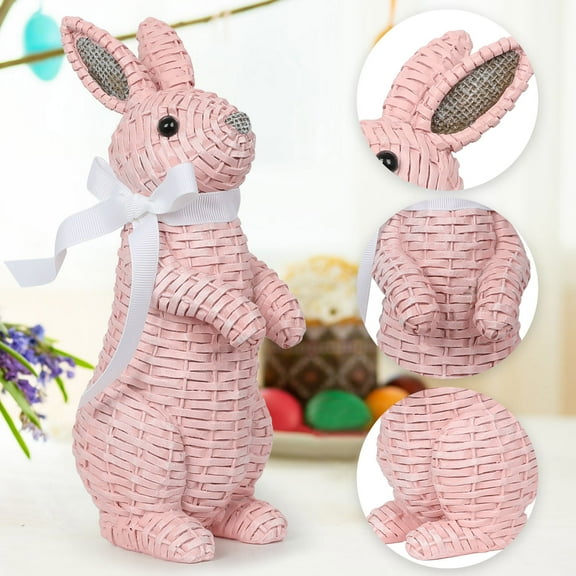 Easter Decorations for Home Clearance! European Garden Garden Home Children Room Decoration Resin Bow Rattan Standing Effect Rabbit Easter Installation