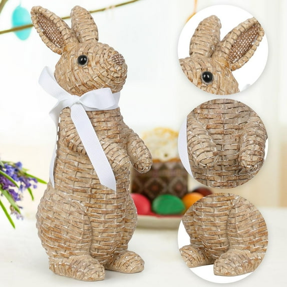 Easter Decorations for Home Clearance! European Garden Garden Home Children Room Decoration Resin Bow Rattan Standing Effect Rabbit Easter Installation