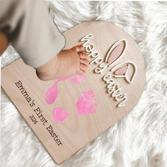 Easter Decorations for Home Clearance! My First Easter Sign Custom Baby's Name First Easter Sign Some Bunny You Easter DIY Sign Baby Footprint Sign Baby Keepsake Easter For Eas