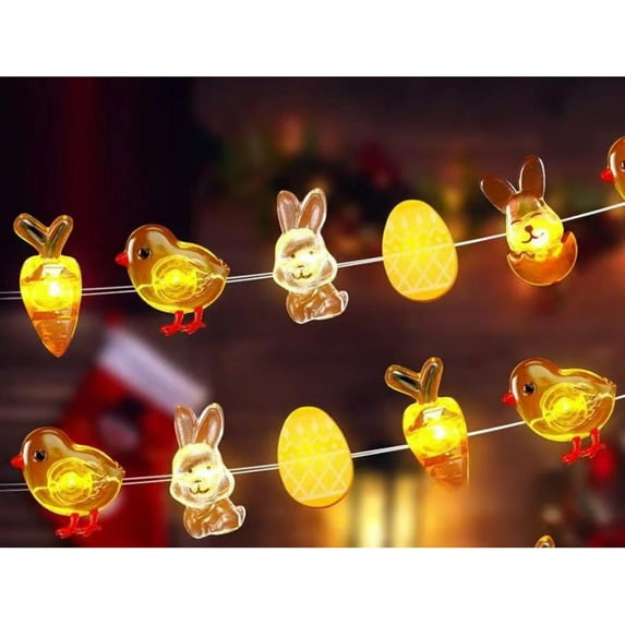 Easter Decorations for Home Clearance! LED Copper Wire Shape Lamp Easter Carrot Rabbit Chick Glowing Light String Decoration Lamp Copper Wire Light String Colored