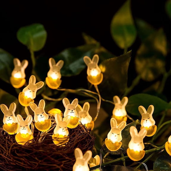 Easter Decorations for Home Clearance! LED Copper Wire Shape Lamp Easter Carrot Rabbit Chick Glowing Light String Decoration Lamp Copper Wire Light String Colored