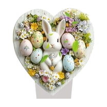 Easter Decorations for Home, Cute Bunny with Eggs 2D Flat Tabletop Decor, Festive Spring Desktop Ornaments for Office, Mantel, Bedroom, and Holiday Party Supplies