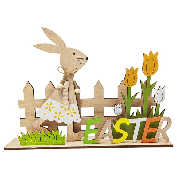 Easter Decorations for Home, Easter Table Centerpiece Signs, Wooden Easter Decoration, Tabletop Decor for Party Spring Summer Holiday, Wooden Ornaments for Spring Holiday Easter Party Decor 9.4"x6.5"