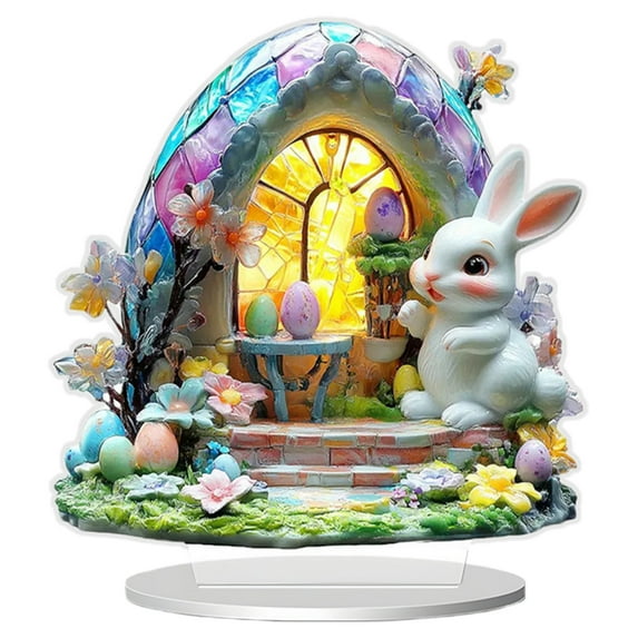 Easter Decorations for Home,Spring Decorations for Home,Easter Bunny & Egg Acrylic Flat Ornaments Festive Living Room Wine Cabinet Decor Props for Home Holiday Aesthetic Enhancement
