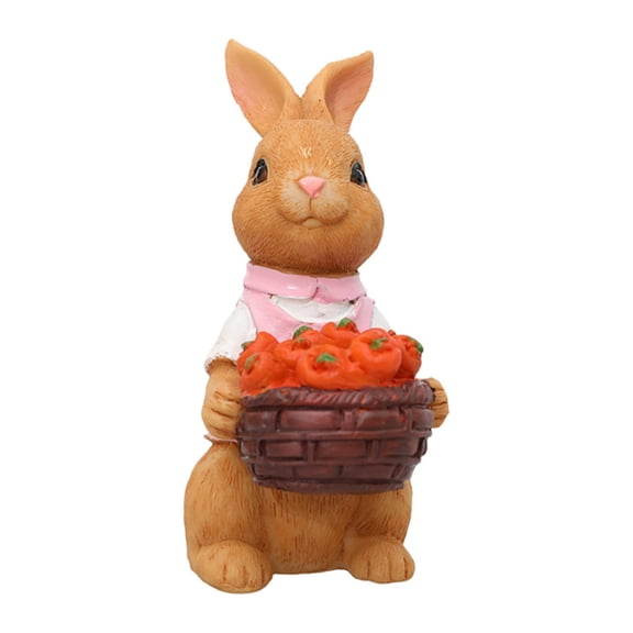 Easter Decorations Illuminated Resin Rabbit Sculpture for Garden Patio Desktop Ornament and Festive Home