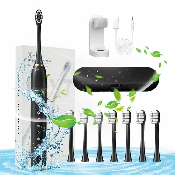 Easter Decorations Kokovifyves 8 Brush Head-6 Gears with Bracket and Travel Case-USB Charging Model Electric Toothbrush-Fully Automatic Charging Sound Wave Soft Bristle Brush