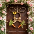 thumbnail image 1 of Easter Decorations​ Natural Rattan Rabbit Wreath with Brown Cloth Bow Carrot Sunflower Decorative Wreaths, Easter Decorations for Door Wall, 1 of 7