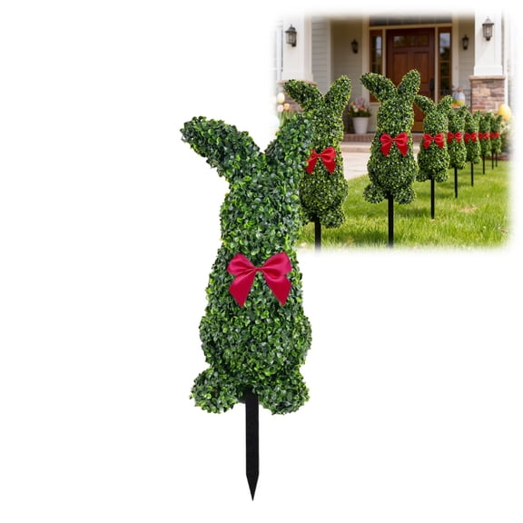 Easter Decorations Outdoor, Artificial Easter Bunny Topiary Trees with Ground Spike, 70cm/28inch UV-Resistant Easter Home Decor for Porch, Outdoor & Indoor Spring Rabbit Artificial Topiary Tree