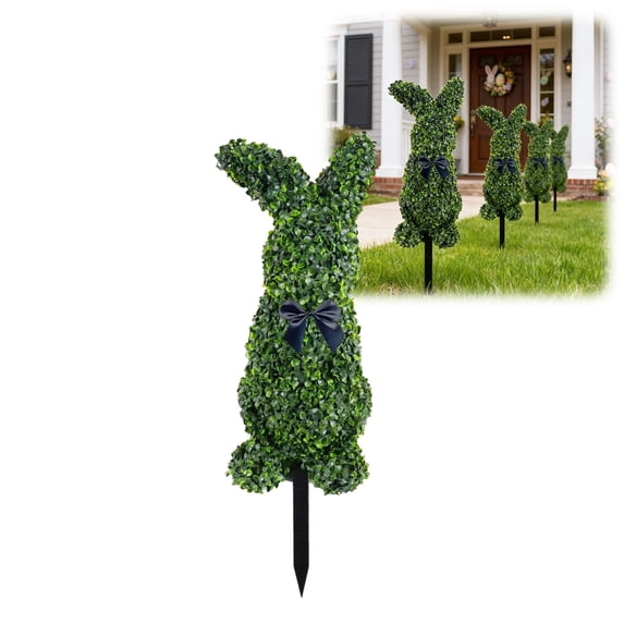 Easter Decorations Outdoor, Artificial Easter Bunny Topiary Trees with Ground Spike, 70cm/28inch UV-Resistant Easter Home Decor for Porch, Outdoor & Indoor Spring Rabbit Artificial Topiary Tree