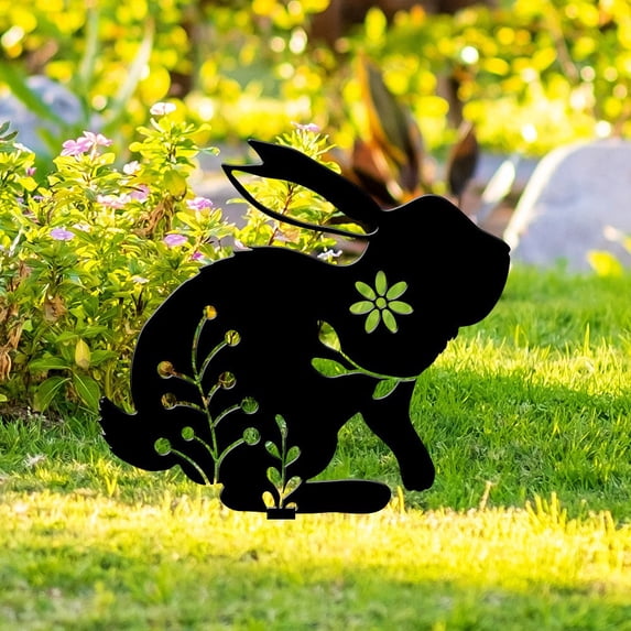 Easter Decorations Outdoor - Bunny Garden Statues Large Rabbit Yard Art Outdoor Black Rabbit Decor Silhouett Animals Stake Garden Decorations Outdoor Garden Statue for Lawn and Yard Decor Ornaments