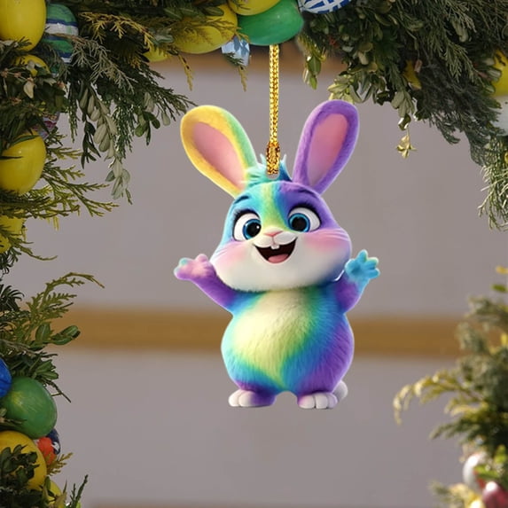 Easter Decorations Outdoor Clearance Cute Bunny Easter Doll Decoration Hanging Acrylic 2D Flat Keychain