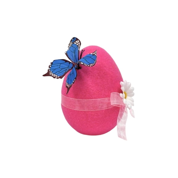 Easter Decorations Outdoor – Green Artificial Easter Egg Garden Ornament with Bow for Lawn, Yard, Patio & Spring Garden Display, 4.5 Inch