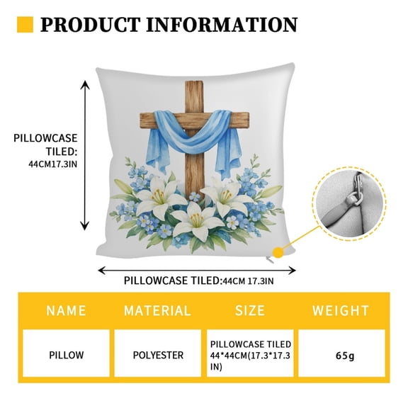 Easter Decorations Outdoor Pillowcase 18 in x 18 in 45 cm x 45 cm Polyester Unprinted Drawing Upper Layer with Hidden Zipper Closure