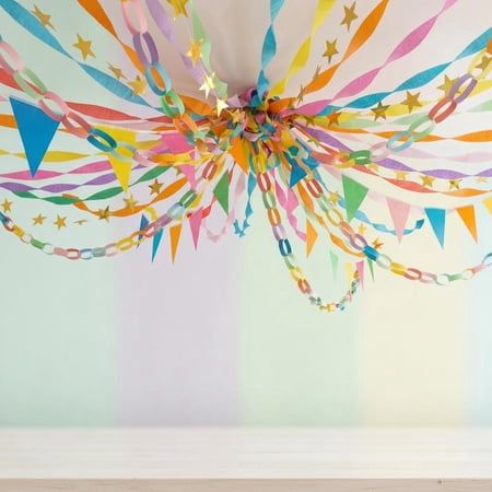 Easter Decorations Pastel Crepe Streamers Colorful Paper Strips Chains Garland Gold Star Garlands Tassel Backdrop for Birthday Wedding Party Decor DIY Crafts