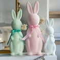 thumbnail image 1 of Easter Decorations - 3 Pack Pastel Flocked Bow-Tied Bunny Set (10", 13", 16") - Spring Table Centerpieces for Indoor Decor - Easter Bunny Figurines Decoration for Home Party Office, 1 of 6