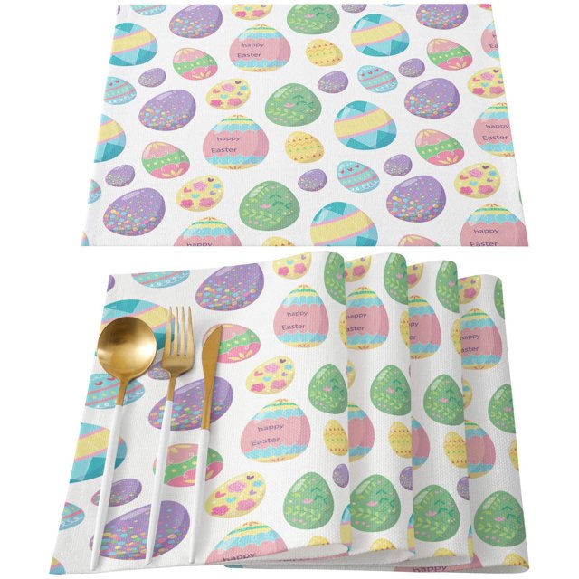 Easter Decorations Placemats, 4 Pcs Happiwiz Easter Egg Place Mats for