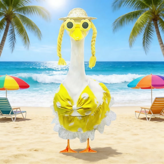 Easter Decorations Porch Goose Clothes for Yard , All-season Garden Statue Clothing for Front Door Decor, Patio/centerpiece, Housewarming and Holiday Gifts D