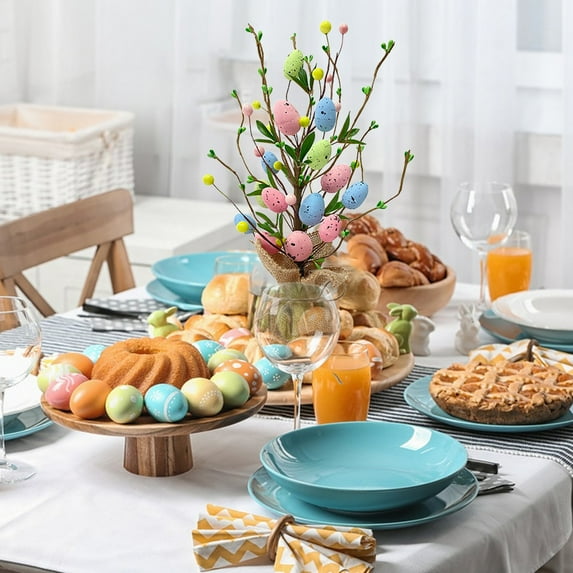Easter Decorations, Pre-Lit Easter Egg Tabletop Decor with Delicate Ornaments, for Home Party Wedding Holiday Spring Summer Decoration, Green/Pink/Blue