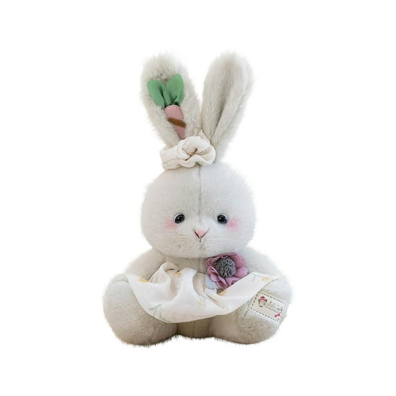 Easter Decorations Rabbits Stuffed Animal Plush Toy, 9.8" Cuddly Bunny Doll , Soft Easter Decoration Gift, Birthday Present, Adorable Room Decor Toy D, 1Pcs
