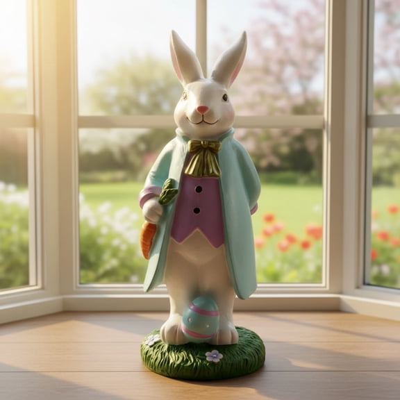 Easter Decorations Resin Bunny Couple Figurine Mr And Mrs for Home Spring Table Centerpiece Decor Accent Piece Bunny
