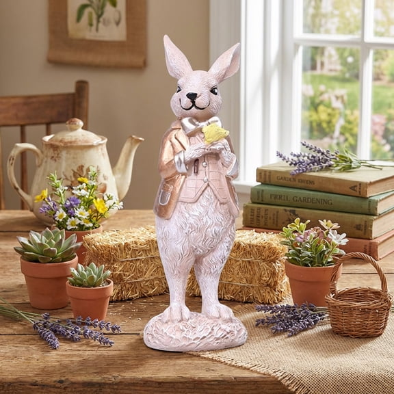 Easter Decorations Resin Bunny Figurine Gold Silver for Home Table Spring Centerpiece Decor Accent Set Figurines Bunny