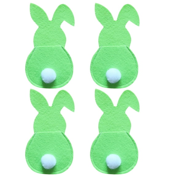 Chmadoxn Easter Rabbit Eggs Decorations Easter Bunny Cutlery Bag Rabbit Cutlery Set 4 Red Green Two Colors Easter Decorations Indoor Outdoor
