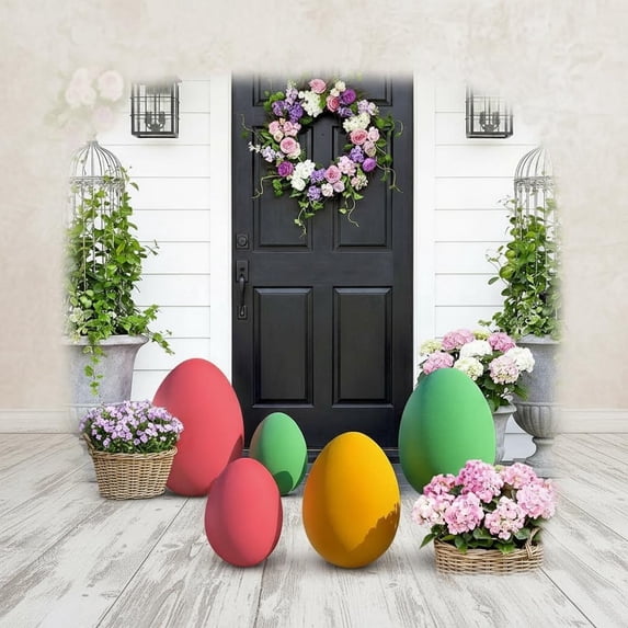 Easter Decorations - Set of 3 Flocked Easter Eggs - Spring Home ...