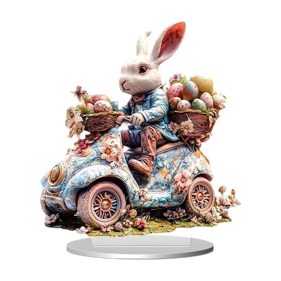 Easter Decorations, Staron Cute Rabbits 2D Acrylic Desktop Ornament, Adorable Bunny Home Decor for Easter Season Table Shelf Centerpiece