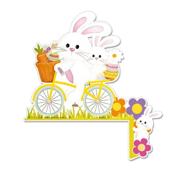 Easter Decorations Wooden Letter Decoration with Bunny, Colorful Bunny Door Ornament, Spring Summer Front Door Decor, Easter Sign for Home Front Door Easter Party Festival Decor 7.8x7.2" E